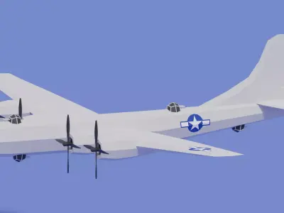 Boeing B-29 Superfortress Bomber Low-poly 3D model