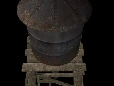 Industrial Water Tower Low-poly 3D model
