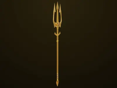 Medieval Trident 02 All PBR Unity UE Textures Low-poly 3D model