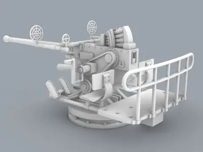 Bofors L60 40mm Low-poly 3D model
