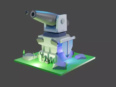 Canon for mobile game  Low-poly 3D model