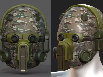 Helmet military combat soldier armor  Low-poly 3D model