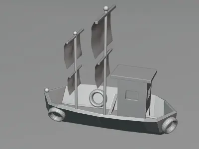 Low Poly Boat Water 3D Model Low-poly 3D model
