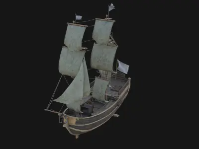 Old Sailing Ship Low-poly 3D model
