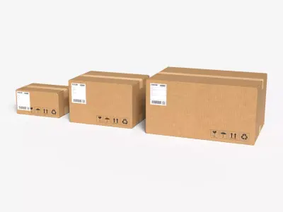 Cardboard Box Set  - Small Medium Large - Open Closed PBR Pack