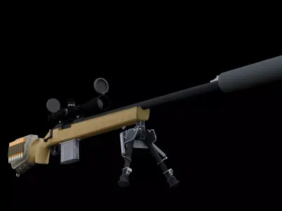 Sci-Fi Heavy Railgun Anti-Material Sniper Rifle Game Ready Low-poly 3D model