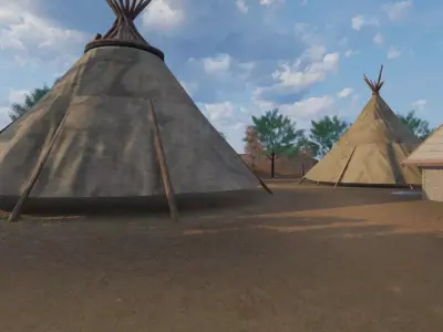 Desert Settlement At Sunrise 3D model