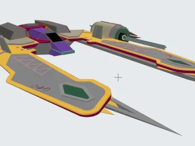 Spacecraft hunter space ship Low-poly 3D model