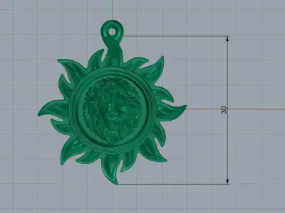 lion pendant 3D print model 6
