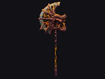 Axe Twohanded Large Weapon Cutting Fantasy Melee Hatchet Low-poly 3D model purchase