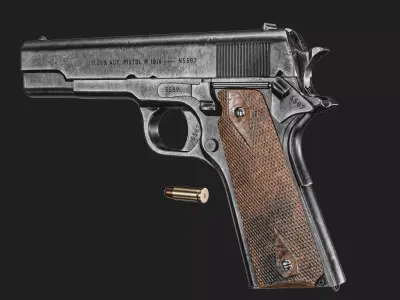 Kongsberg M1914 1912 Pistol  Low-poly 3D model