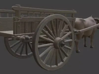 Realistic Bullock Cart 3D Model 3D model
