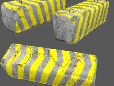 barrier striped block Low-poly 3D model