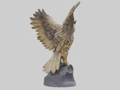 Eagle Owl statue model Low-poly 3D model