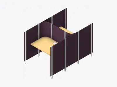 Office Pod - Workspace - Officetec - Open - Back To Back Low-poly 3D model