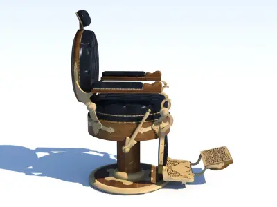 Royal Vintage Barber Chair   Historical Patterned 3D Model Low-poly 3D model
