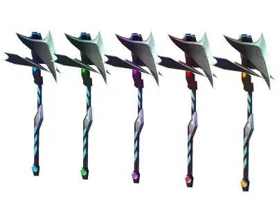 a set of cutting weapons Low-poly 3D model 9