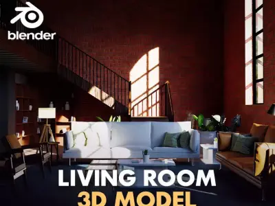 industrial living room 3D model purchase