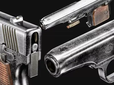 New Nambu M57B Pistol Japanese Low-poly 3D model