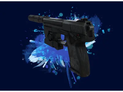 PISTOL 4 - SOCOM MK23 Pistol - 4K Game Ready Low-poly 3D model