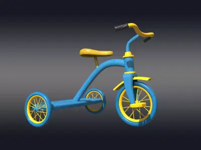 Kids Tricycle 3D Model Low-poly 3D model