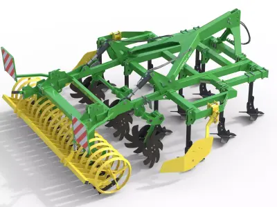 Kerner Corona 300 Hybrid Field Cultivator Low-poly 3D model