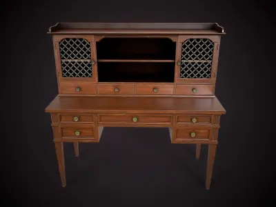 Vintage Office Desk with hutch Low-poly 3D model
