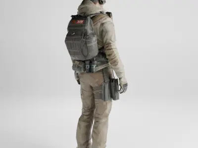 US Army Solider Game Ready rigged character Low-poly 3D model