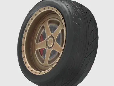 High-Performance Car Wheel Assembly Low-poly 3D model