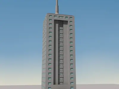 Building Lowpoly tall in sky Low-poly 3D model