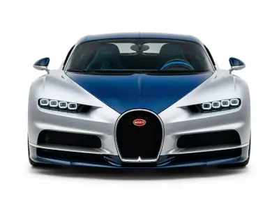 Luxury Bugatti Hypercar  Silver and Blue Carbon  3D model