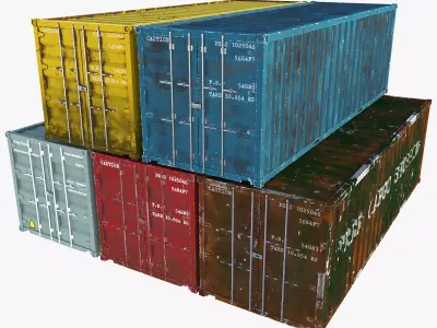Cargo container pack 01 Low-poly 3D model