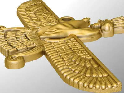 Assyrian guard farvaher low poly and flat back 3D print model