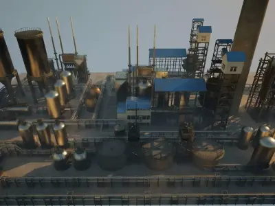 Chemical Plant Low-poly 3D model