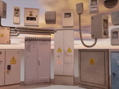 Electric Box Cyberpunk Style Low-poly 3D model
