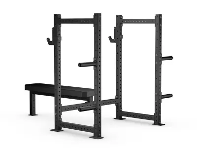 Commercial grade Half rack with an integrated bench Low-poly 3D model