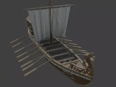 Historical Boat 3D Model Viking Longship Drakkar 3D model