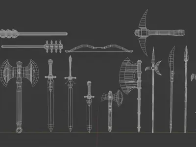 Conjunto de armas Low-poly 3D model