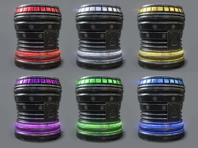 Energy cell or Futuristic grenade - 7 Color Variants Low-poly 3D model