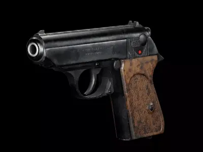 Game Ready Walther PPK Pistol PBR Rigged Low-poly 3D model