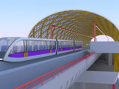 Elevated monorail station II 3D model