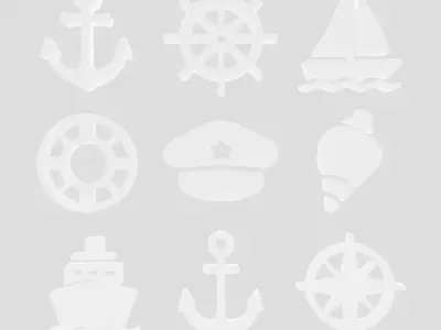 watercraft ui logo icon 6pack collection Low-poly 3D model