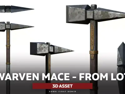 Dwarven Mace - High-Quality PBR 3D Model Low-poly 3D model