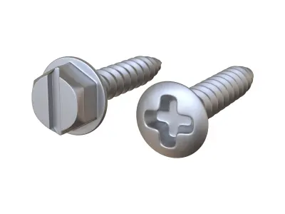 Sheet Metal Screws 3D Model 3D model