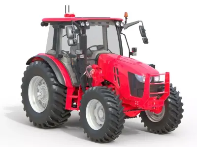 Farming Red Tractor  Low-poly 3D model