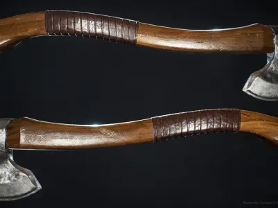 Game-ready Forest Axe Low-poly 3D model