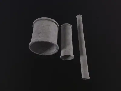 Concrete industrial pipes 3D Model Low-poly 3D model