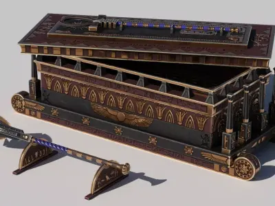 OB 02 Egyptian Necromancer Kit - Sledge Casket Low-poly 3D model