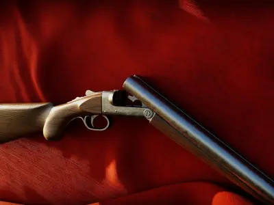 Double barrel shotgun Low-poly 3D model 2