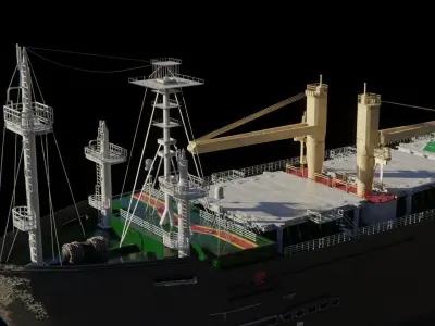 Cargo Ship with Container Cranes 3D model